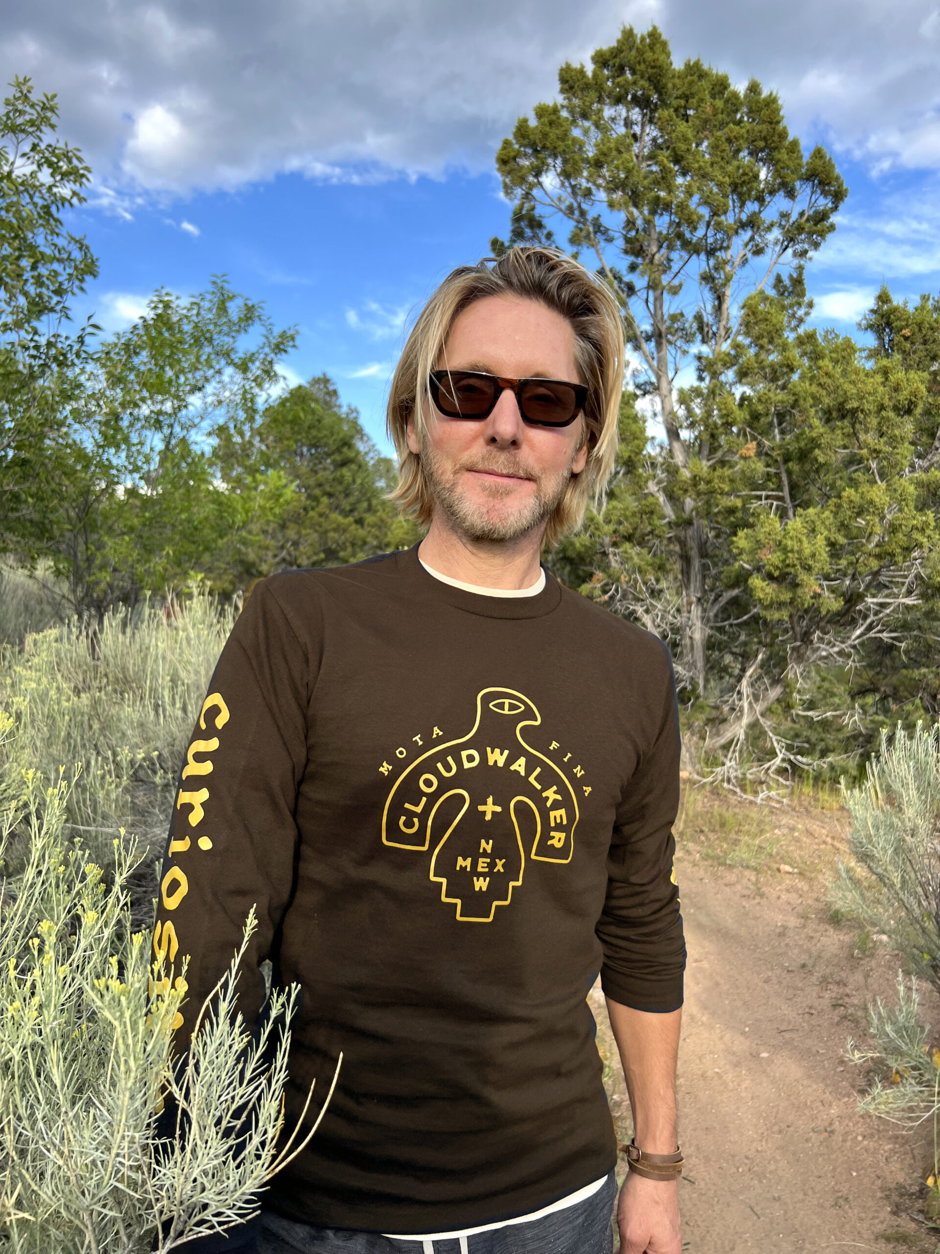 CloudWalker Farm 100% Cotton Long Sleeve T-Shirt. "Cultivating Curiousity". Made in the USA. Model: CloudWalker Partner, Bradley Wade.