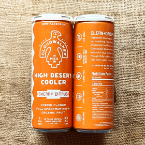 High Desert Coolers; Cherry Citrus, 4-pack; All Natural, Full Spectrum, No Chemicals, Real Organic Fruit, Live Rosin, Hemp-Derived, Federally Legal, Beverage, Infused Drink, Low Dose.