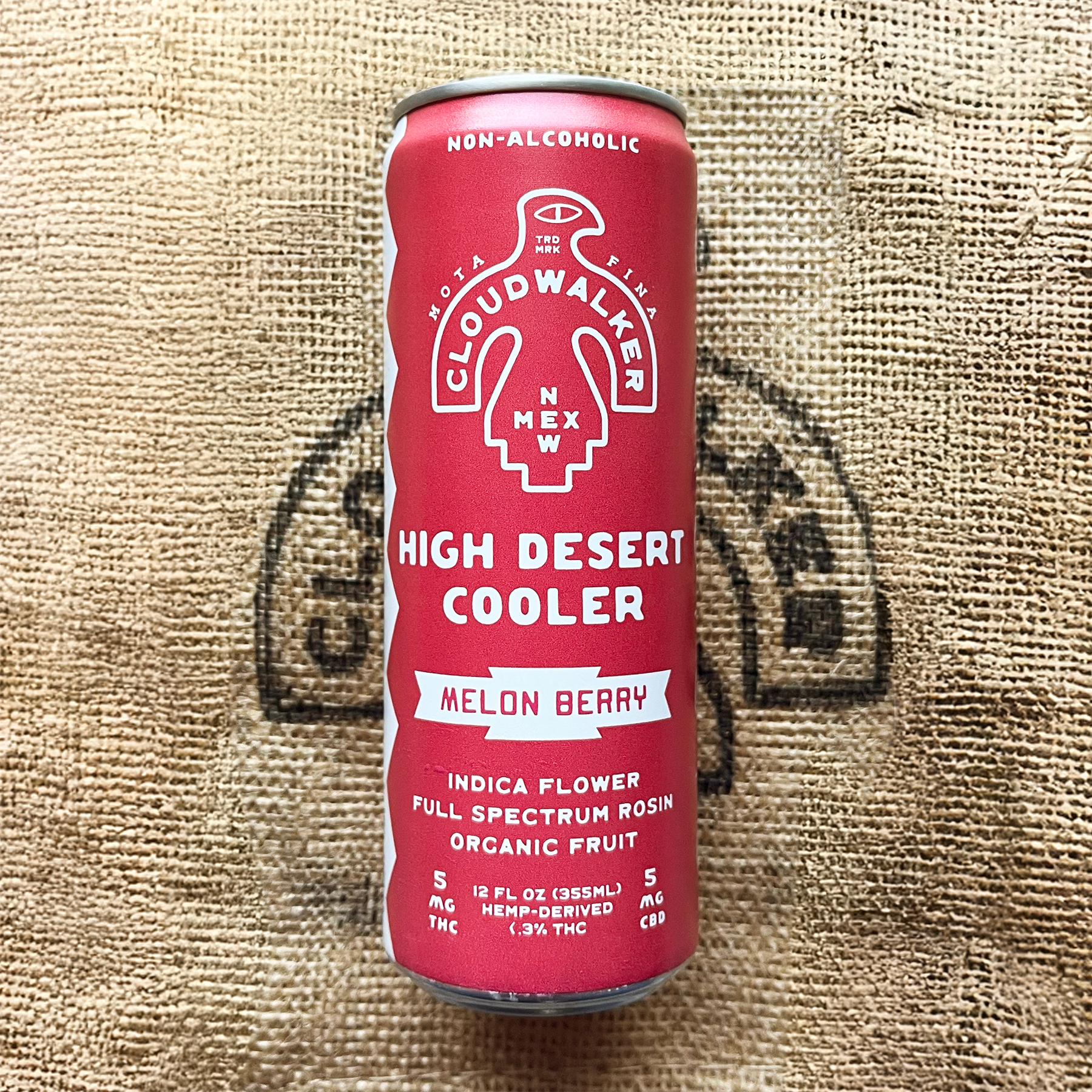High Desert Coolers; Melon Berry, 4-pack; All Natural, Full Spectrum, No Chemicals, Real Organic Fruit, Live Rosin, Hemp-Derived, Federally Legal, Beverage, Infused Drink, Low Dose.