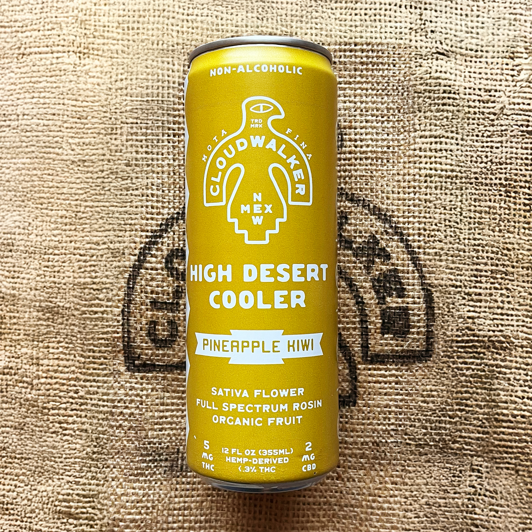 High Desert Coolers; Pineapple Kiwi, 4-pack; All Natural, Full Spectrum, No Chemicals, Real Organic Fruit, Live Rosin, Hemp-Derived, Federally Legal, Beverage, Infused Drink, Low Dose.
