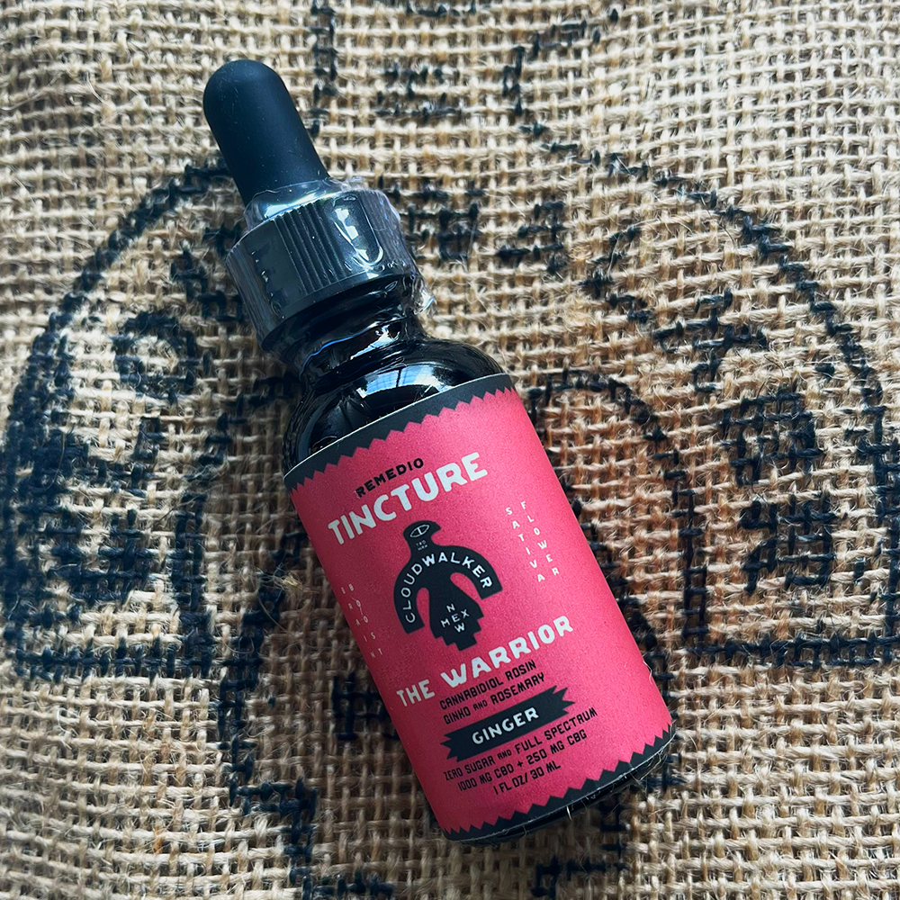 Remedio Tincture, 1 fluid ounce: The Warrior. Full Spectrum Cannabidiol Rosin with Ginko and Rosemary. Plant Based, All-Natural, Organic, Whole Fruit, Hemp, Federally Legal, Brain Boost, Energy Focusing, Wellness, Gummies.